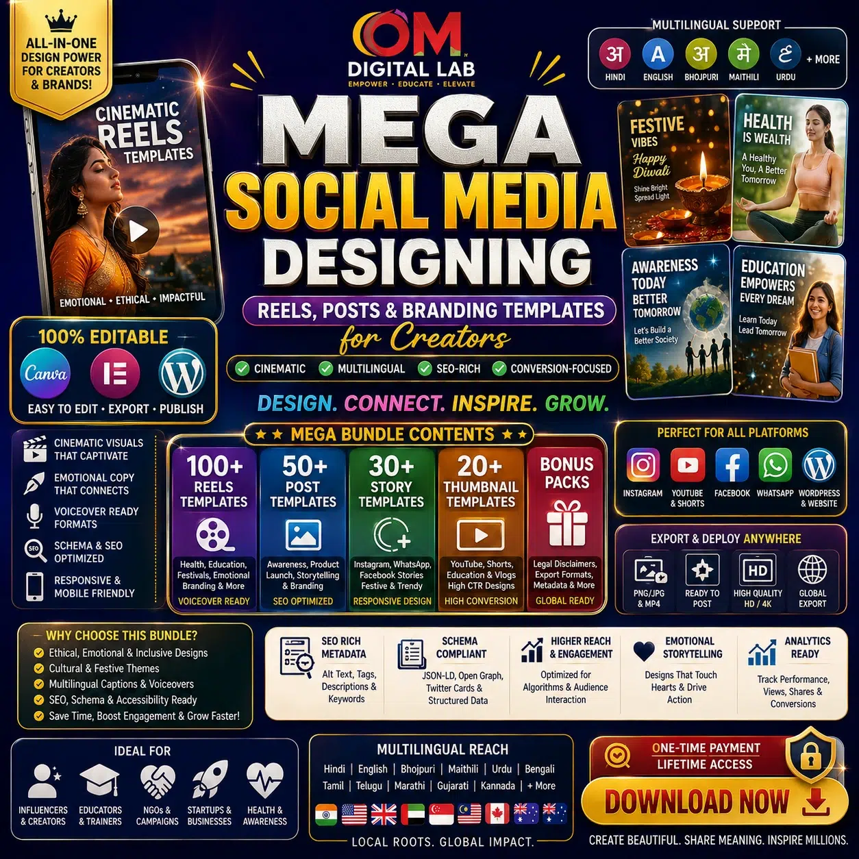 Mega Social Media Designing: Reels, Posts & Branding Templates for Creators