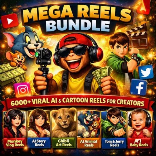 Mega Reels Bundle – 6000+ Viral AI & Cartoon Reels for Creators
